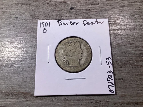 1901 O Barber 90% Silver Quarter Key Date from New Orleans Mint 72723 53rr