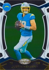 Justin Herbert 2021 Certified Football Gold Foil 2nd Year Base Card #49 Chargers