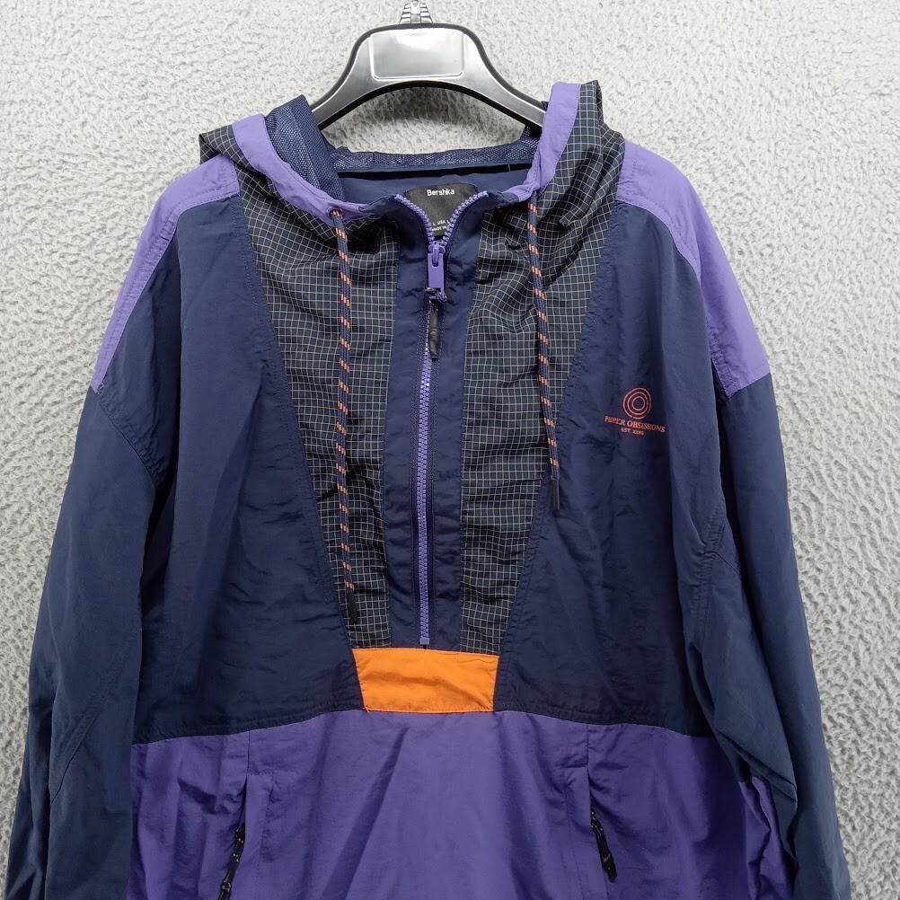 Bershka Jacket Mens Large Purple Blue 1/2 Zip Anorak