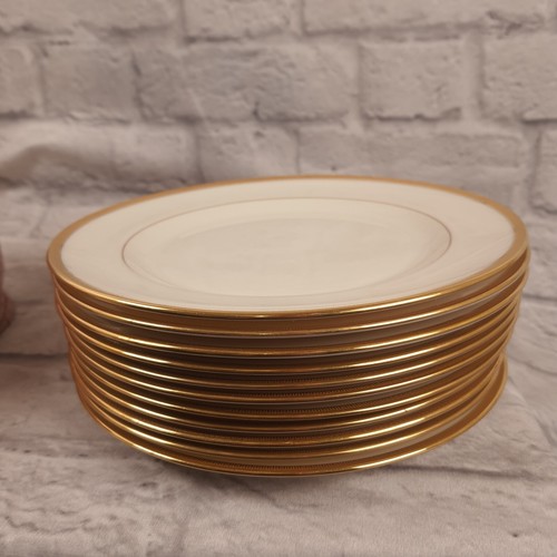 Lenox Real Gold Trim Ivory 7" Plates With Original Storage Case Set Of 10 J33 - Picture 9 of 10