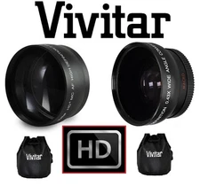 2-PC LENS KIT HI DEF TELEPHOTO & WIDE ANGLE LENS FOR CANON VIXIA HF G20 G30