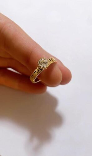 Anello ORO GIALLO Solitario con Greca Versace e Zircone ORO 18 KT 750% List 245€ - Imagen 3 de 5