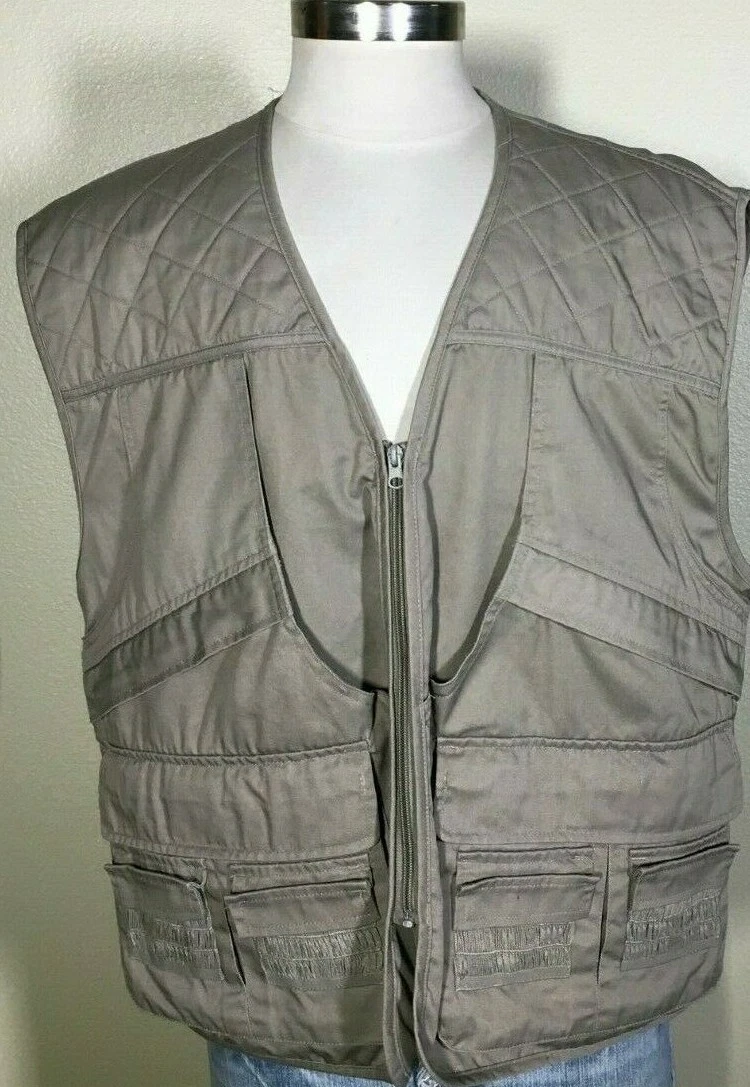 Master Sportsman Rugged Outdoor Gear Khaki Cotton Hunting Vest Jacket Men's 2XL