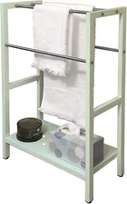 Asta 4-Bar Towel Rack with Stainless Steel Storage Shelf Organizer Light Sage
