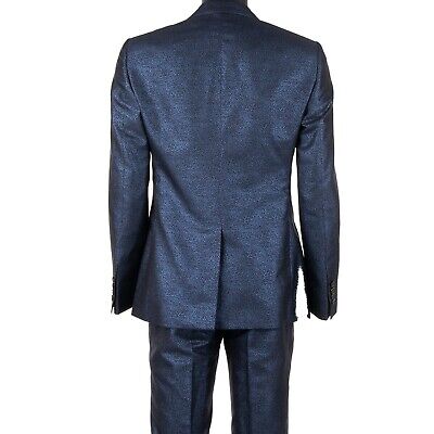 DOLCE & GABBANA MARTINI Metallic Jacquard Suit Jacket Blue DOLCE & GABBANA MARTINI Metallic Jacquard Suit Jacket Blue
