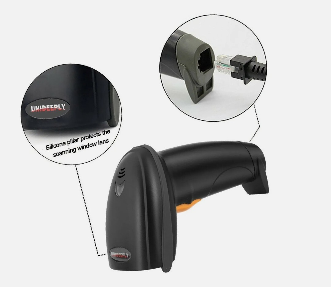 Barcode Scanner 1D Handheld Wired Barcode Reader, USB Laser