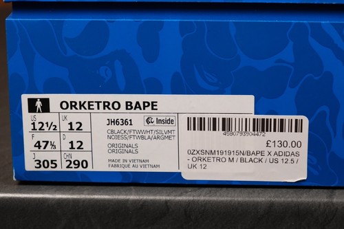 Adidas x BAPE A Bathing Ape Orketro Black JH6361 EU 47 1/3 US 12.5 UK 12 NEW - Bild 13 von 15
