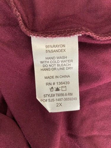 NWT SJS Women's Plus Size 1X 2X 3X Top Blouse T_Shirt Tunic Rayon Purple - Picture 4 of 4