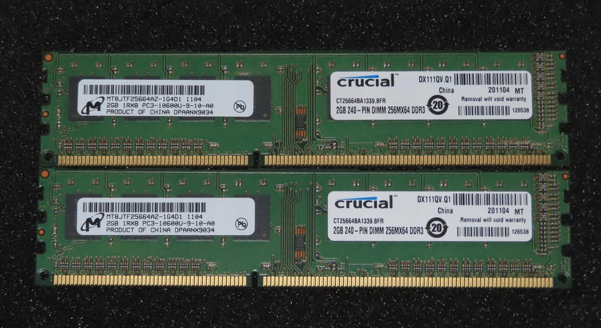 PC3-10600 (DDR3-1333) Bus Speed Computer RAM 1 GB Capacity per