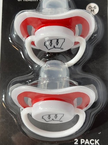 NCAA Wisconsin Badgers Bucky Baby Shoe Socks Night Light Pacifier Clip Set of 4 - Picture 7 of 10