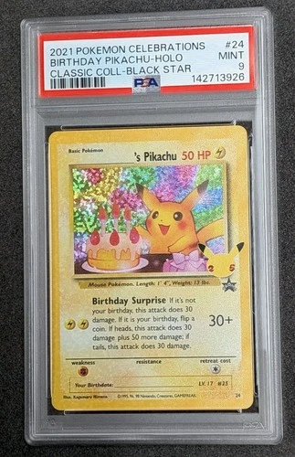 2021 POKEMON CELEBRATIONS CLASSIC COLLECTION #24 BIRTHDAY PIKACHU-HOLO PSA 9