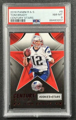 TOM BRADY PSA 8 2016 PANINI ROOKIES & STARS #8 CENTURY STARS PATRIOTS 3207