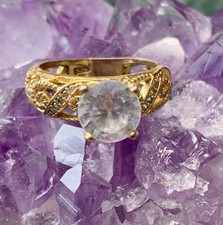 Filigree Band Sterling Silver Cubic Zirconia Ring Gold Vermeil Size 6 VTG