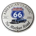 Vintage US Route 66 Sign - Porcelain America Classic Gas Station Pump Plate Sign