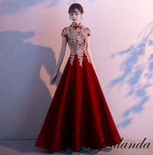 Sequins Women's Evening Dress Short Sleeve Cheongsam High Waist A-line Skirt