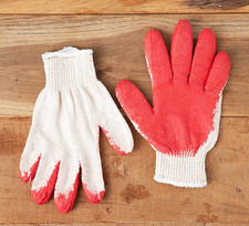 Red Latex Glove 10 Pairs Non-Slip Rubber Coated Work Palm Made In Korea