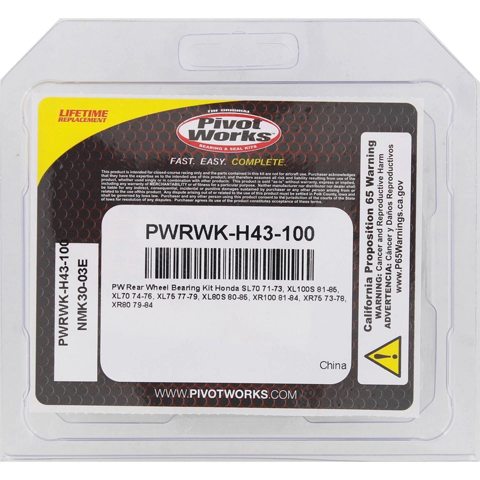New Pivot Works Wheel Bearing Kit PWRWK-H43-100 For Honda SL 70 1971-1973 - Изображение 4 из 4