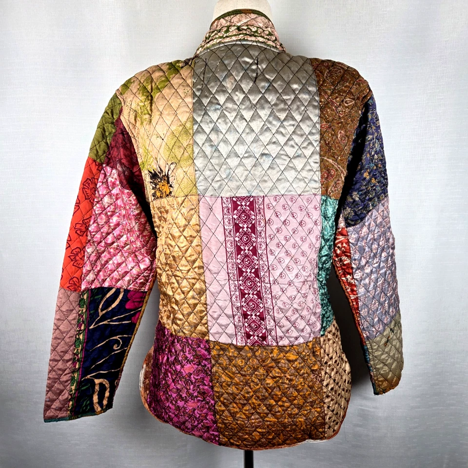 Sacred Threads Patchwork Quilted Jacket Women's L/XL Boho Hippie Artsy Color NEW - Image 3 of 4