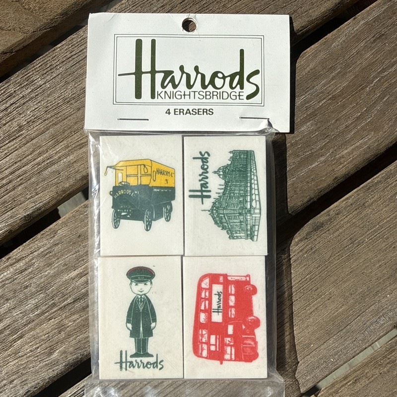 Vintage Harrod’s 4 erasers. Set of 4 New Sealed