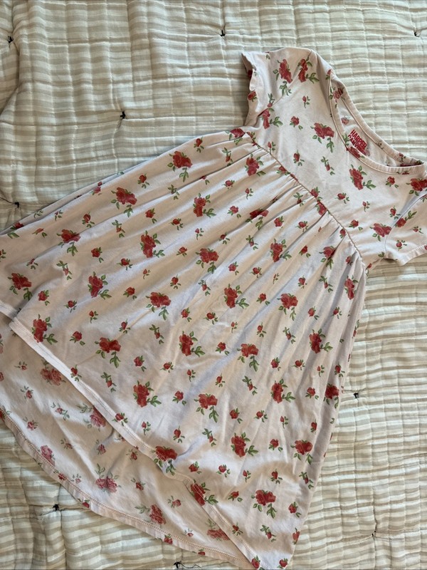 Girl Harper Canyon High Low Dress Size 5 Pink Short Sleeve Flowers