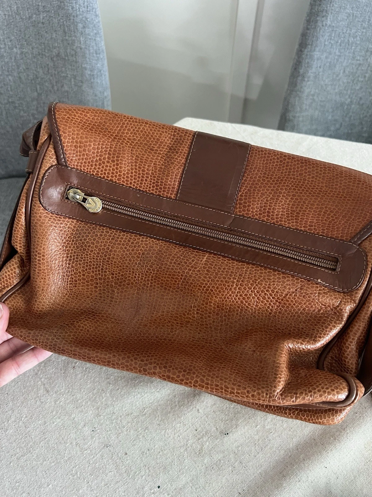 Borsa a tracolla vintage Mario VALENTINO Italia marrone pelle di serpente chiusura magnetica