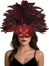 Feather Masquerade Mask for Women Mardi Gras Carnival Headwear