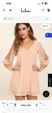 Lulus Shifting Dears Blush Pink Dress With Slit Sleeves Size Small
