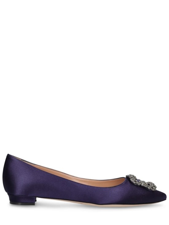Manolo Blahnik - балетки из шелкового атласа Hangisi толщиной 10 мм - Темно-синий 223190₽