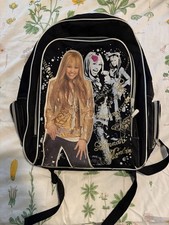 Rare Disney Hannah Montana Backpack 16  Black Gold Miley Cyrus Y2K School Bag