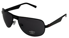 Umbro Sunglass Mens Black, Solid Smoke Lens Metal Sport Aviator US23 Black