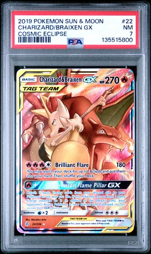 Charizard & Braixen-GX graded PSA 7 for sale on eBay