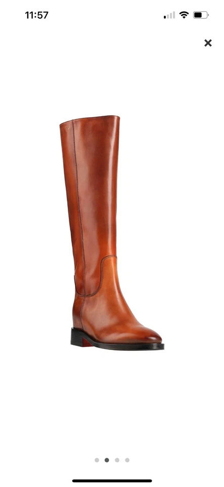 Botas al tobillo SANTONI para mujer de cuero marrón con punta de almendra con tacón ancho talla 7,5 Italia Foto 2 de 4