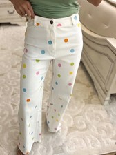 Multicolor Polka Dot Wide-Leg Jeans boutique medium NWT