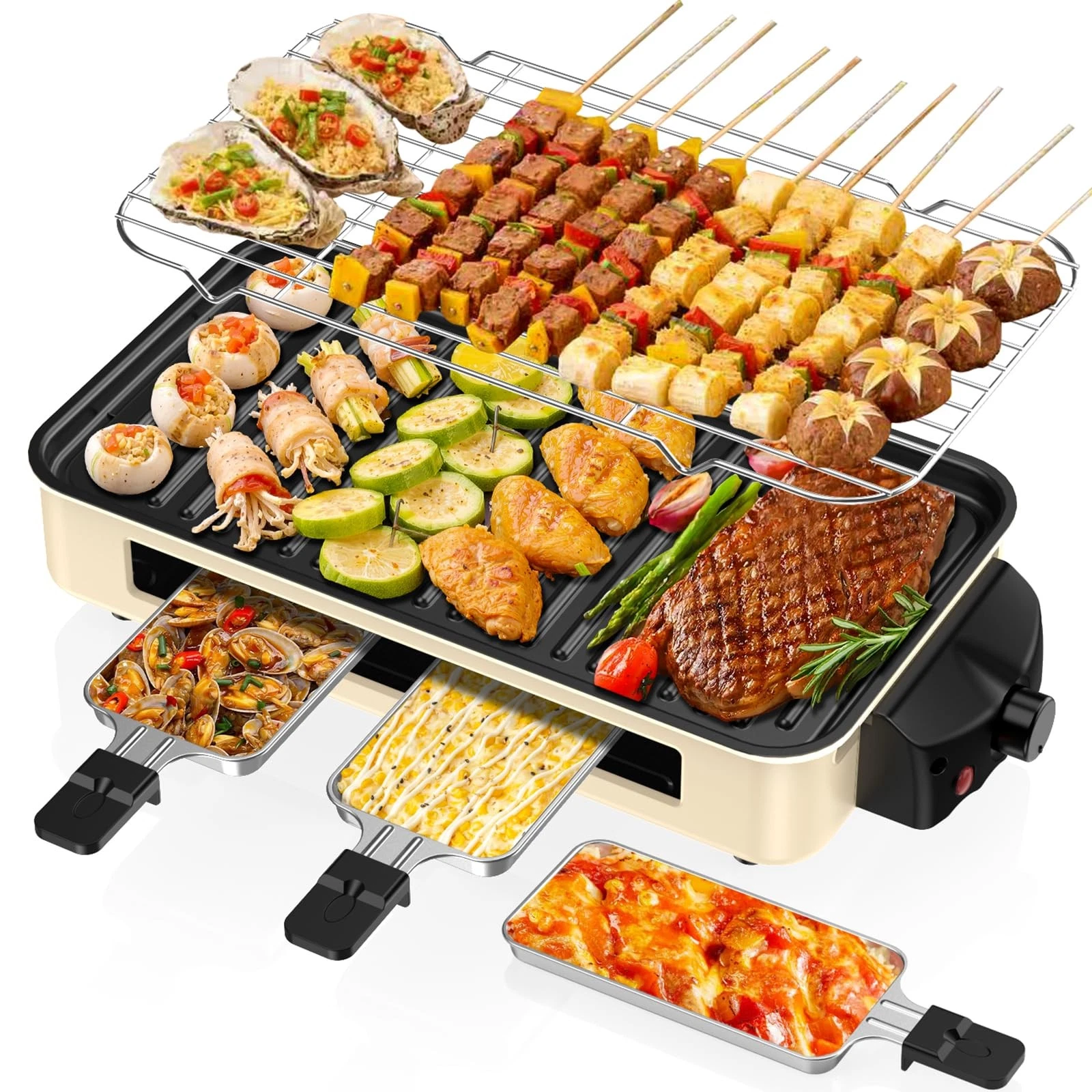 Indoor Grill 1500W -2 in 1 Smokeless Indoor Grill for Kitchen with Non-stick ...