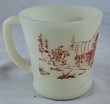 Davy Crockett Fire King Oven Ware Milk Glass Cup Mug Vintage