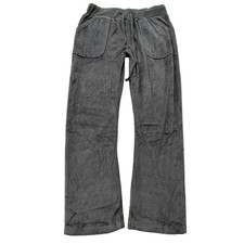 Vintage Juicy Couture Women's Gray Velour Flared Track Pants Pockets Y2K Size S