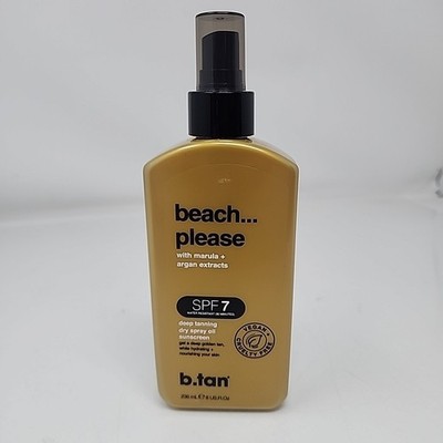 B.Tan Beach Please Deep Tanning 8oz Dry Spray Oil Sunscreen SPF 7  (R1)