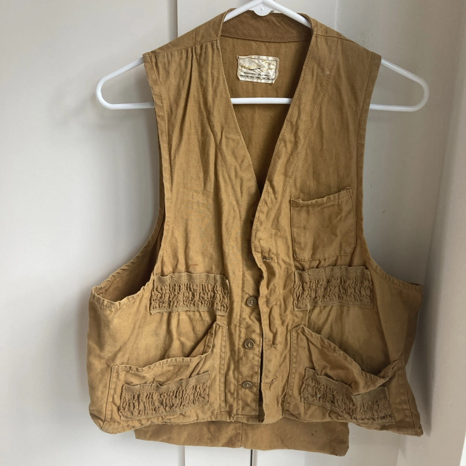 Vtg American Field Sportswear Hunting Fishing Vest Men's Rear Storage Pocket