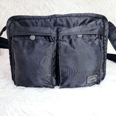 Porter Tanker Schultertasche schwarz Nylon 2-lagiges Design gebraucht Japan