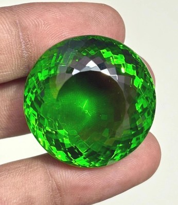 Certified Round Cut Natural Topaz Green Color 100.10 Ct Brazilian Loose Gemstone
