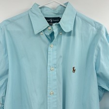 Ralph Lauren Mens Classic Fit Long Sleeve Button Down Shirt Sz 16.5 Aqua Preppy
