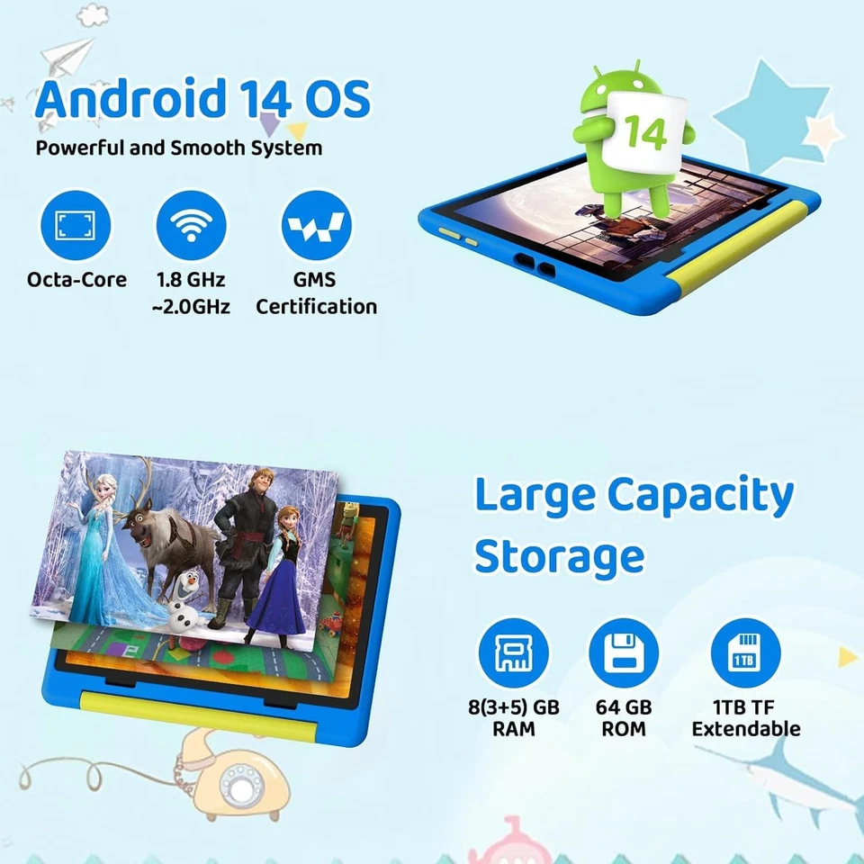 Tablet para Niños 10 Pulgadas, Tablet Infantil Android 14 Octa-Core, 8GB RAM 64G - Imagen 3 de 4