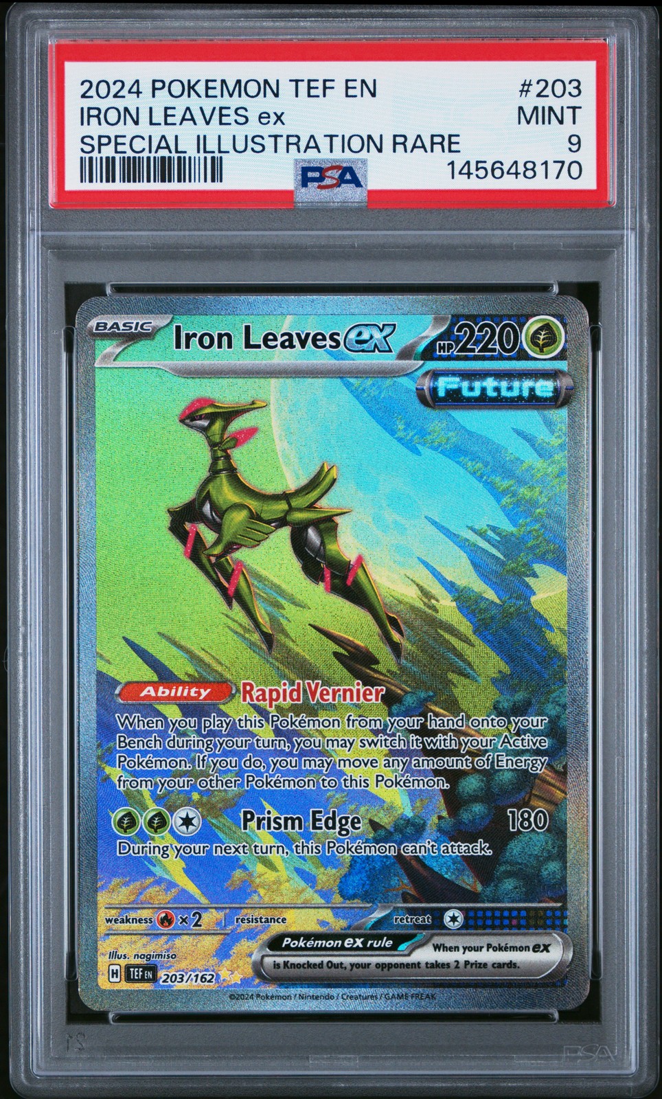 Iron Leaves EX 203/162 Special Illustration Rare Pokemon PSA 9 *170