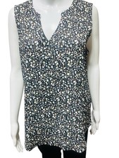 Zeagoo v-neck Sleeveless Black Printed Blouse NWT Size Large