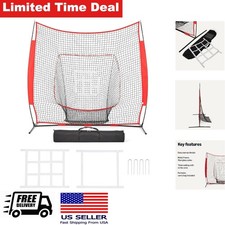 7x7 ft Portable Baseball Softball Training Net with Carry Bag Strike Zone