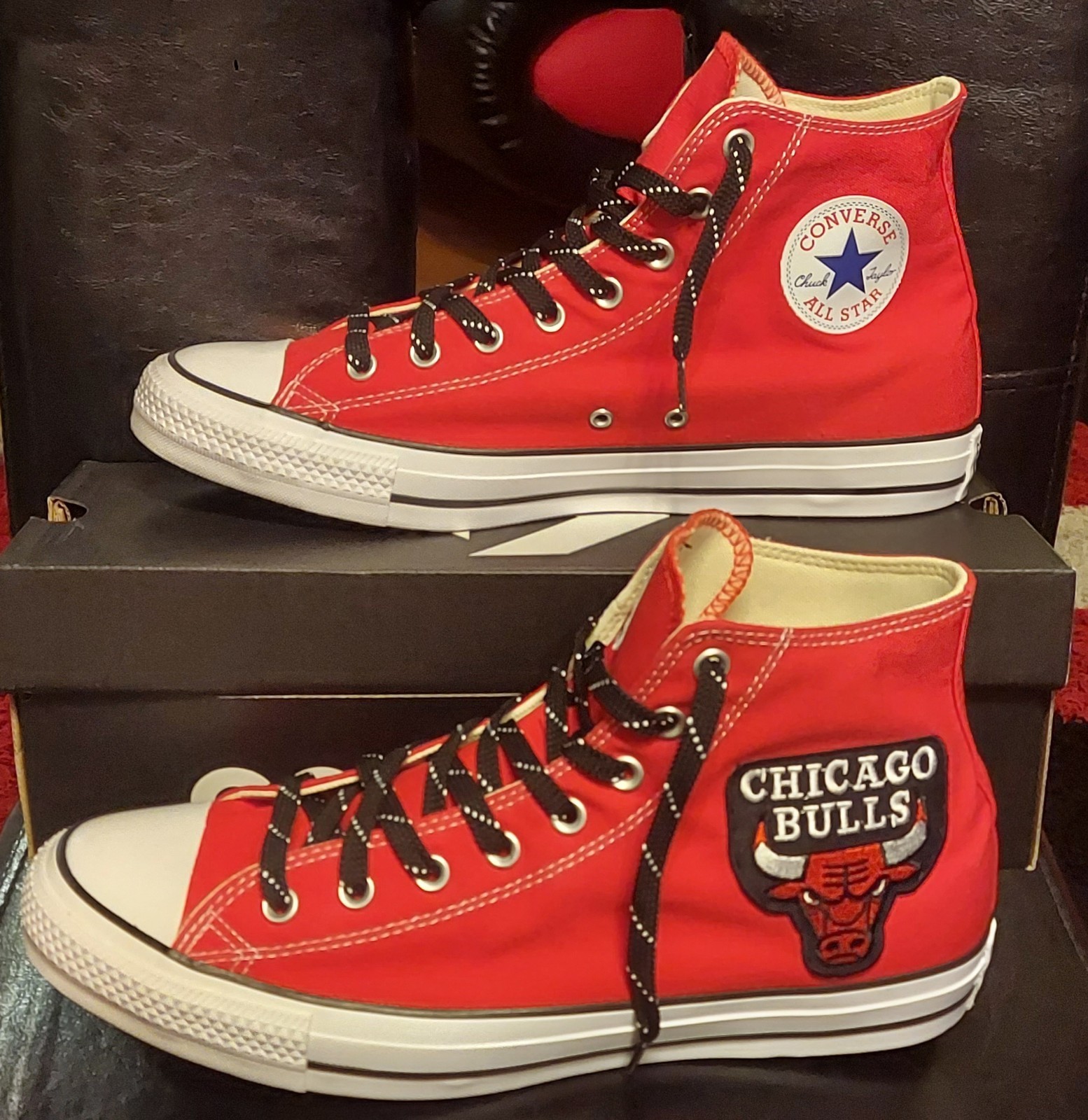 Converse All Star Hi Chicago Bulls NBA Custom Red High Top Men's US 12 M9621 thumbnail 5