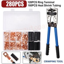 280PCS Copper Lugs Ring Terminals Bare Battery Welding Crimp Wire Connectors Kit