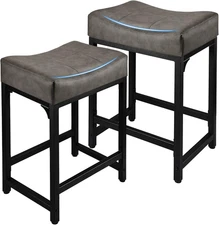 Counter Height Bar Stools Set of 2, 24 Inch Stools for Kitchen Counter with Thic