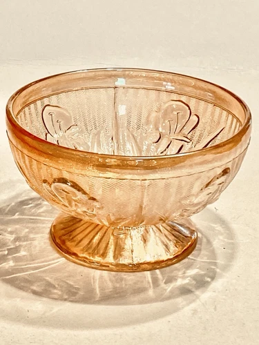 Vtg Jeanette Marigold Iris/ Herringbone Dessert Cup - Footed Depression Era