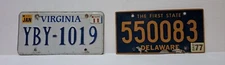 2011 Virginia #YBY-1019 & 1977 Delaware #550083 License Plates